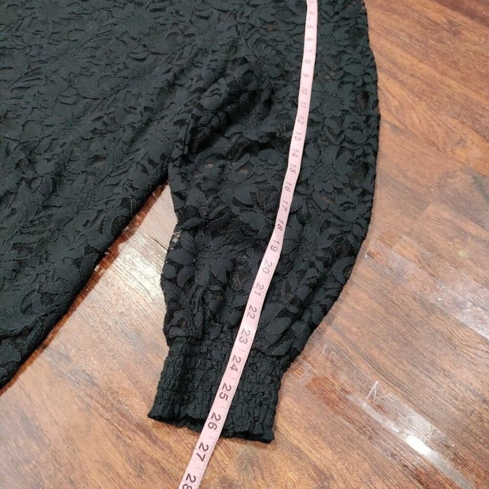 Torrid Stretch Lace & Mesh Crew Neck Long Sleeve Blouse Top Black Women's 3XL - Picture 9 of 11